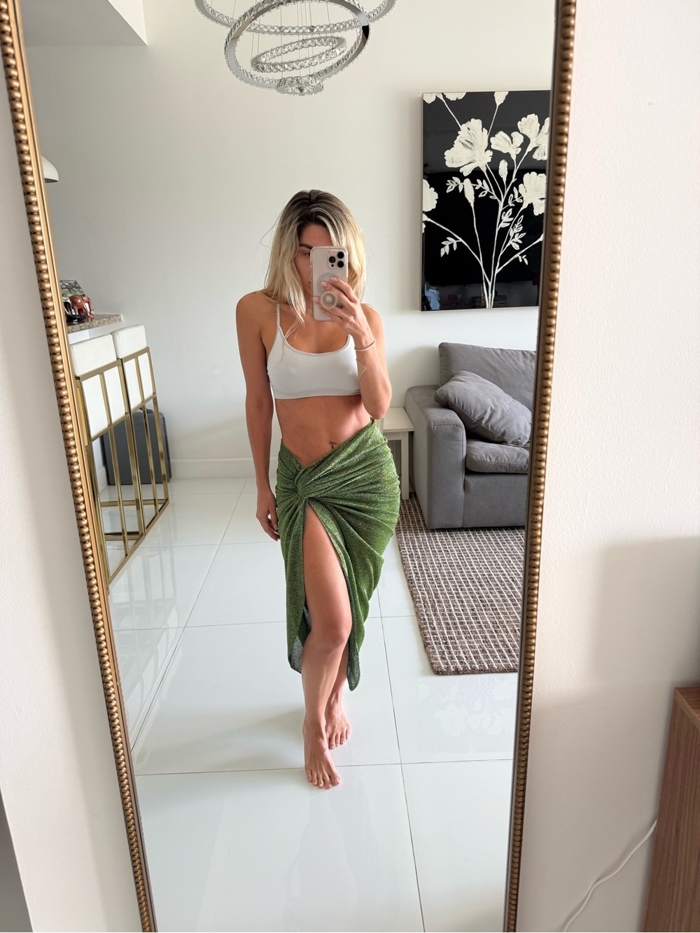 Baobab Collection Metallic Green Shimmer Pareo and One Piece Nikka Set Size S - Picture 4 of 10